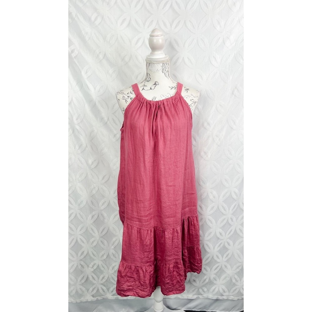 BELLAMBRA Size M made in Italy Mulberry Pink Halter Neck Shift Dress